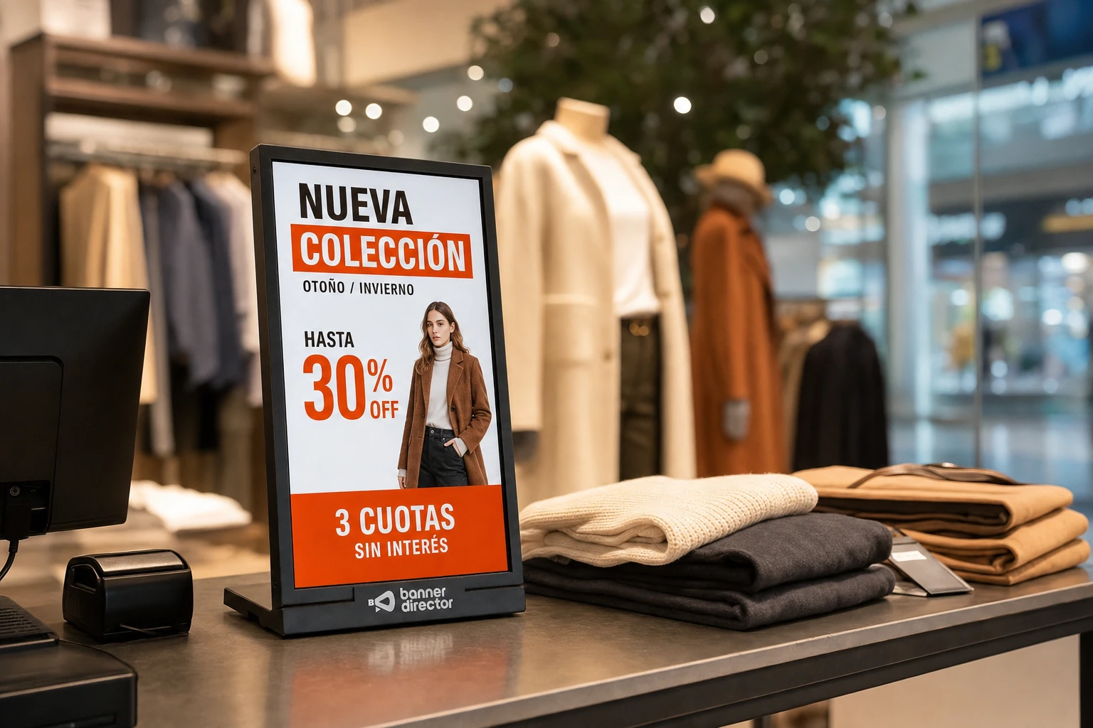 Digital Desk Display en local de indumentaria de un shopping